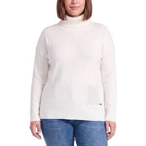 Picadilly Womens  Beaded Pocket Sweater, White